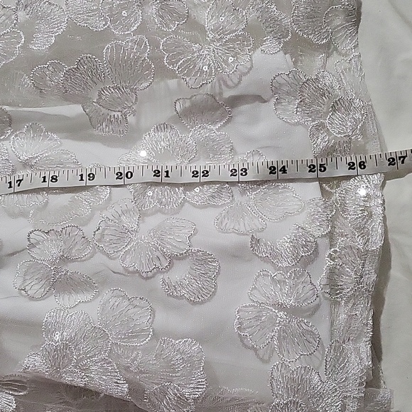 Lulu's Radiant Desires White Embroidered Sequin Mini Skater Dress. Size L - Picture 9 of 10